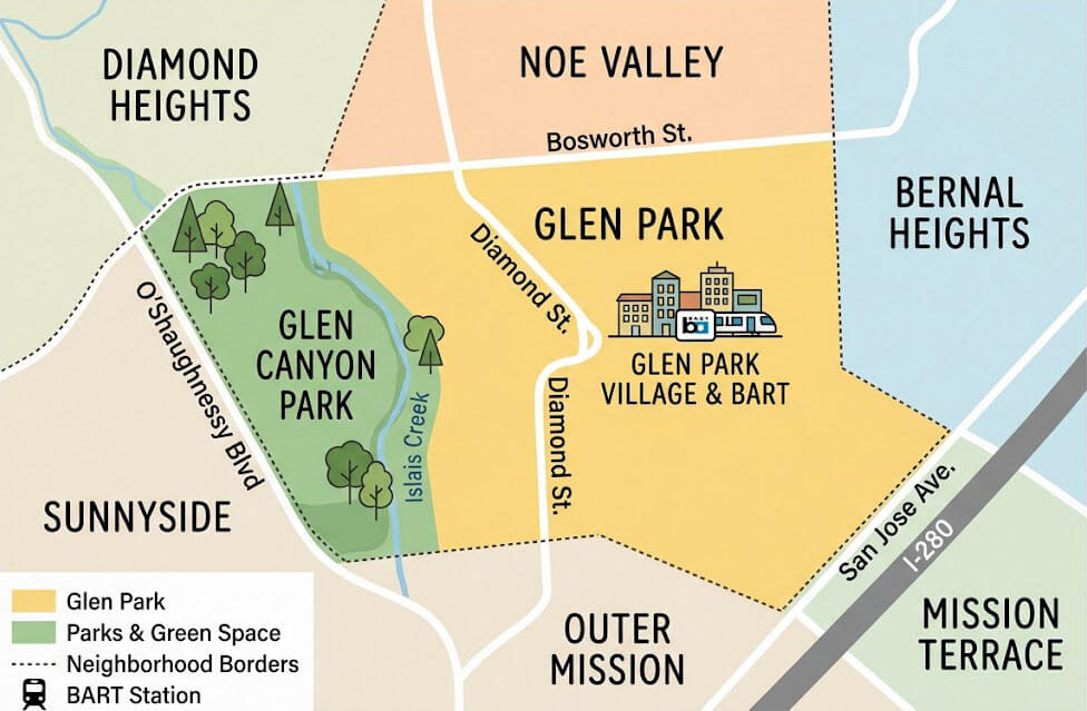 Glen park dog walk map